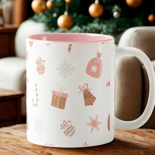 Cute Rosa - God jul Två-Tonad Mugg (Skapare uppladdad)