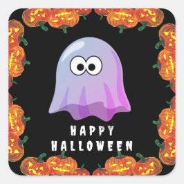 Cute Rosa Google Ögon Ghost: Spooky & Whimsical Fyrkantigt Klistermärke