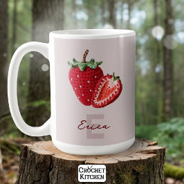 Cute Rosa Granny Chic Crochet Strawberry Monogram Kaffemugg