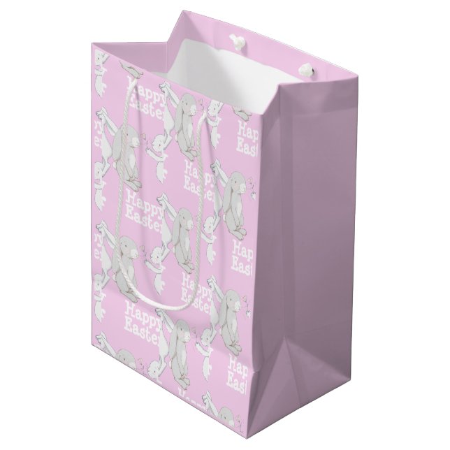 Cute Rosa Grått Bunny Glad påsk Gift (Framsidan Vinklad)