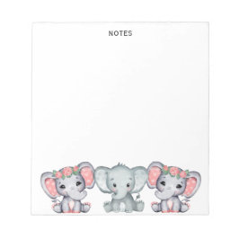 Cute Rosa Grått Elefant Feminine Anteckningsblock