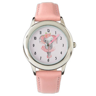 Cute Rosa & Grått Elephant Ballerina Armbandsur