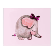 Cute Rosa & Grått Elephant Print Acrylic Wall Art