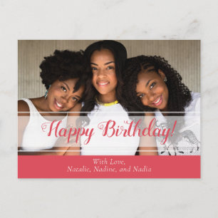 Cute Rosa Grattis på födelsedagen Photo Postcard Vykort