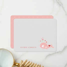 Cute Rosa Gravid Mamma Whale Girl Baby Shower Tack Kort