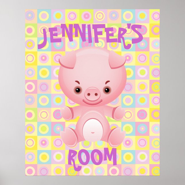 Cute rosa gris-barn poster (Framsidan)