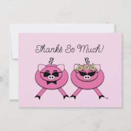 Cute Rosa Gris Bröllop par | Bakfoto Tack Kort