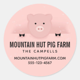 Cute Rosa Gris Cute Farm Animal Business Runt Klistermärke