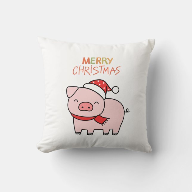 Cute Rosa Gris God jul Kudde (Framsida)