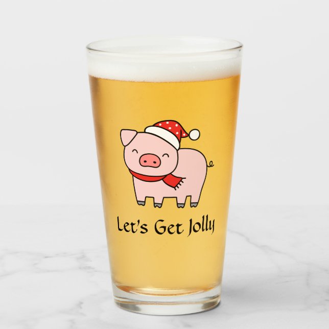 Cute Rosa Gris gör att julen blir minimala. Glaskopp (Framsida fylld)