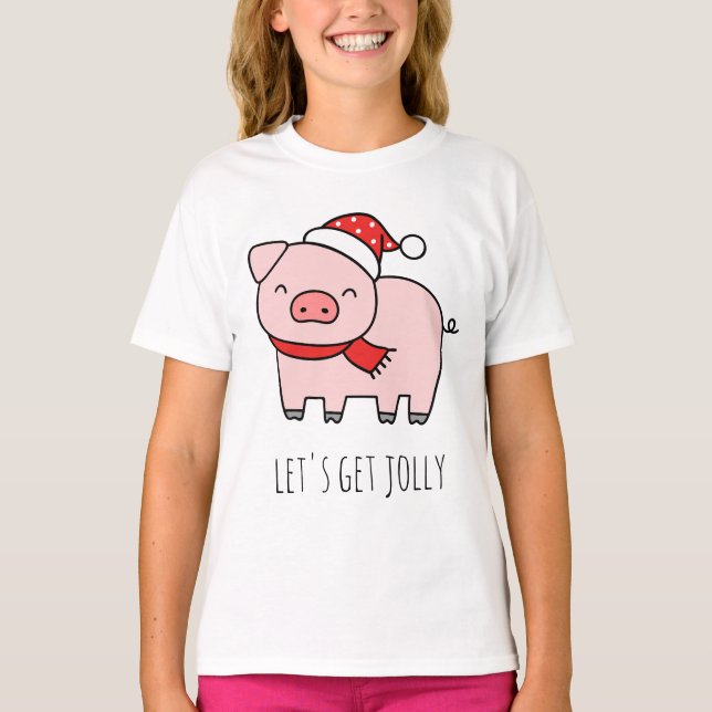 Cute Rosa Gris gör att julen blir minimala. T Shirt (Framsida)