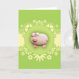 Cute Rosa Gris Greeting Card Kort