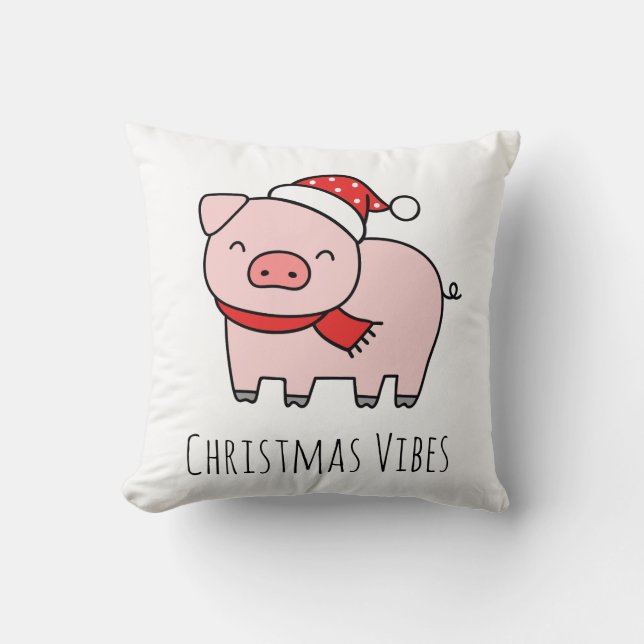Cute Rosa Gris jul Vibes Minimalialist Kudde (Framsida)