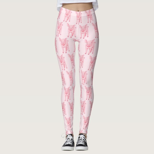 Cute Rosa Gris Leggings (Framsida)