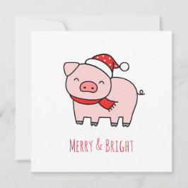 Cute Rosa Gris Merry och Bright Minimalist Helgdag Julkort