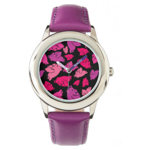 Cute Rosa Gris Mönster Armbandsur