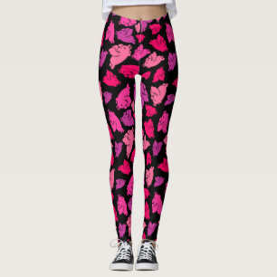 Cute Rosa Gris Mönster Leggings