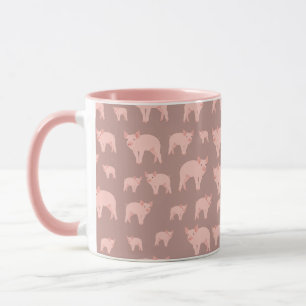 Cute Rosa Gris Mönster Mugg