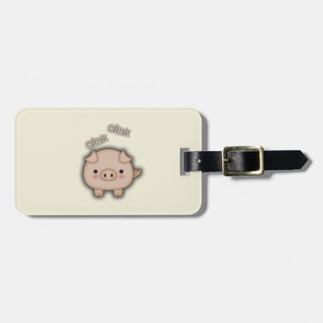 Cute Rosa Gris Oink Bagagebricka (Horisontell Framsida)