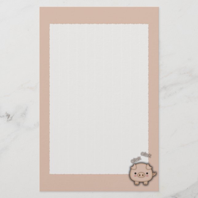 Cute Rosa Gris Oink Brevpapper (Framsida)