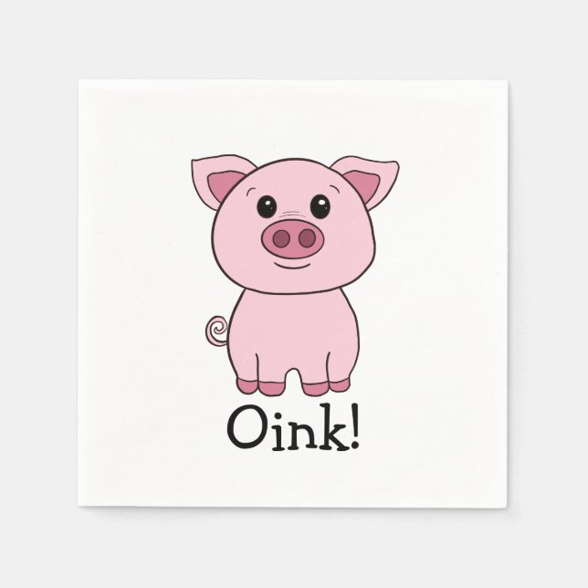 Cute Rosa Gris Oink! Husdjur Pappersservett (Framsidan)