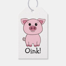 Cute Rosa Gris Oink! Husdjur Presentetikett