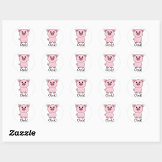 Cute Rosa Gris Oink! Husdjur Runt Klistermärke