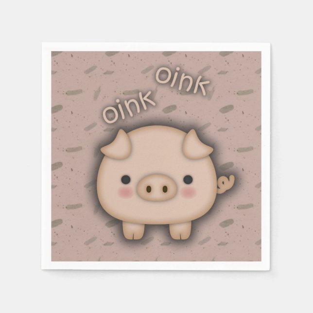 Cute Rosa Gris Oink Rosa Background Pappersservett (Framsidan)