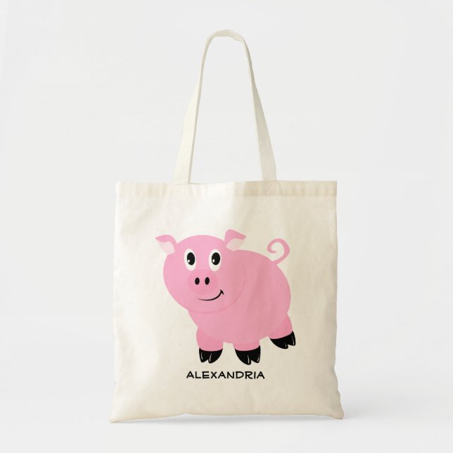 Cute Rosa Gris Personlig Adwilligg Piggy Tygkasse (Framsidan)