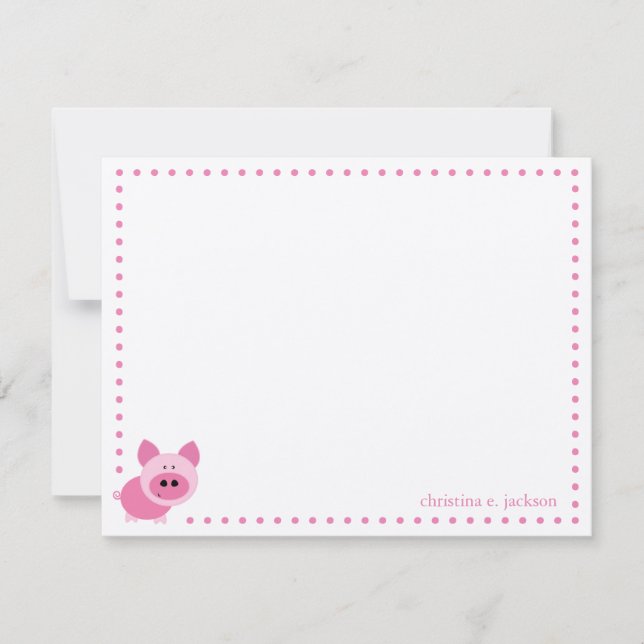 Cute Rosa Gris Personlig Note Card Anteckningskort (Framsida)