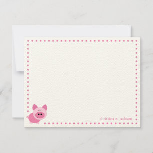 Cute Rosa Gris Personlig Note Card Anteckningskort