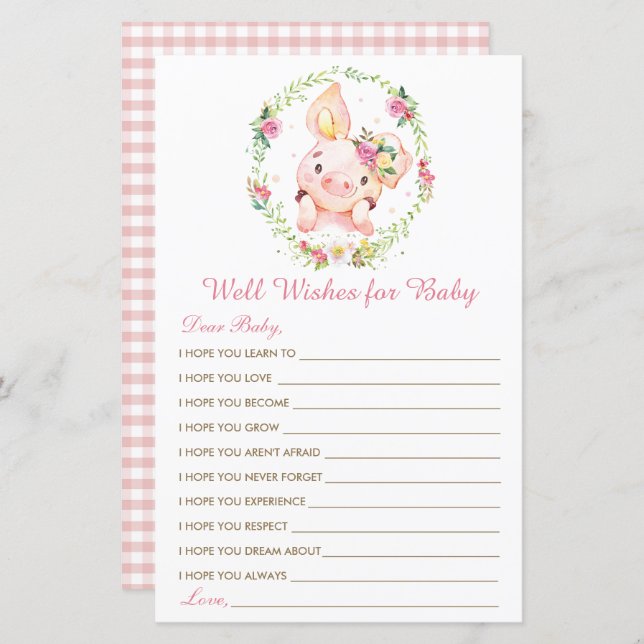 Cute Rosa Gris Piglet well Önskemål för Baby-spel (Fram/baksida)