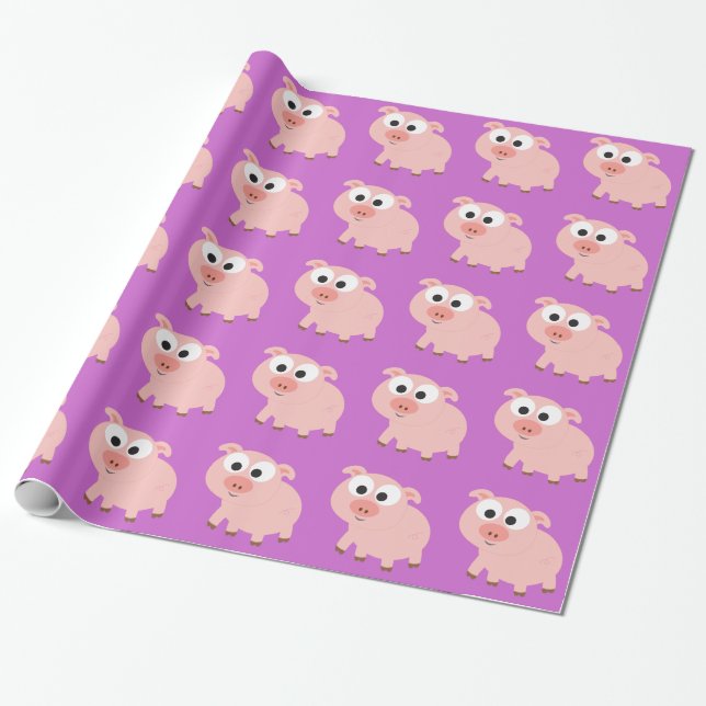 Cute Rosa Gris Presentpapper (Utrullad)