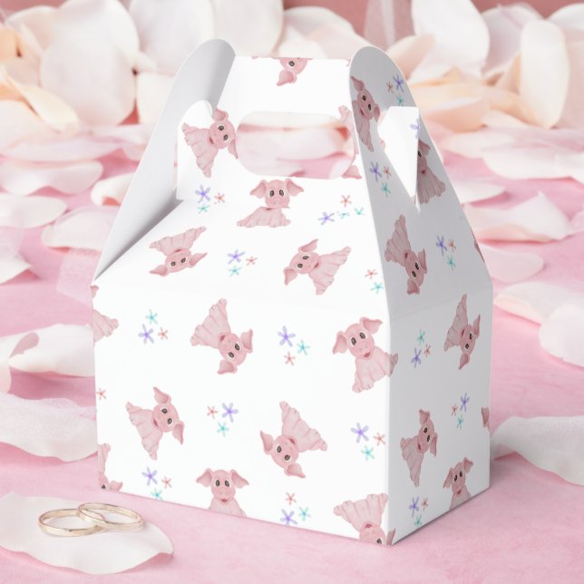 Cute Rosa Grisar Barnyard Birthday Kids Presentaskar (Bröllop)