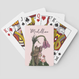 Cute Rosa Grizzly Bear Fairy in Enchanted Forest Casinokort
