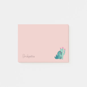 Cute Rosa Grönt Cactus Anpassningsbar Post-it Block