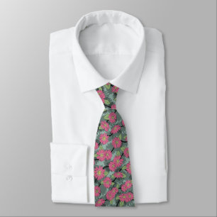 Cute Rosa & Grönt Flower Mönster Neck Tie Slips