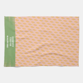 Cute Rosa Grönt Glad påsk Carrots Kökshandduk