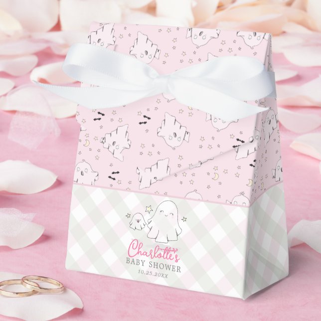 Cute Rosa & Grönt Mamma och Baby Ghost Baby Shower Presentaskar (Bröllop)