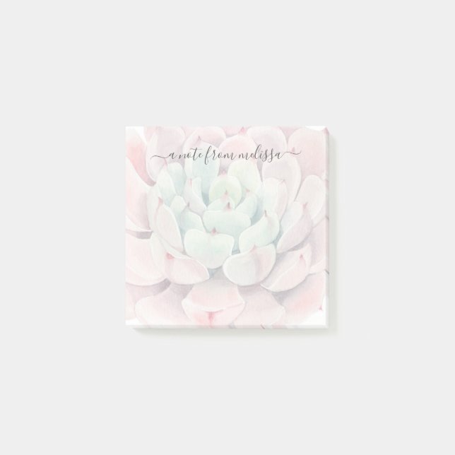 Cute Rosa Grönt Succulations-Personlig Post-it Block (Framsida)