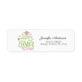 Cute Rosa Grönt Vår Glad påsk Y'all Adress Returadress Etikett