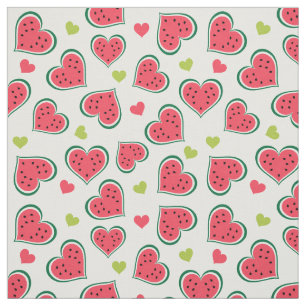 Cute Rosa Grönt Watermelon Hearts Girly Mönster Tyg
