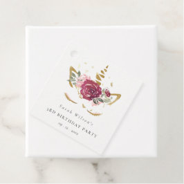 Cute Rosa Guld Blommigt Unicorn oavsett ålder Gåvor Etiketter