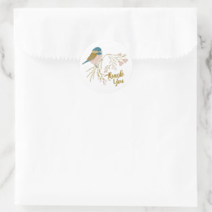Cute Rosa Guld Chickadee Tack Runt Klistermärke