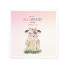 Cute Rosa Guld Cow Baby Shower Personlig