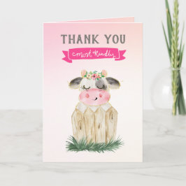 Cute Rosa Guld Cow Baby Shower Tackkort