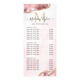 Cute  Rosa Guld Glitter Agate Marble Monogram Reklamkort