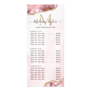 Cute Rosa Guld Glitter Agate Marble Monogram Reklamkort