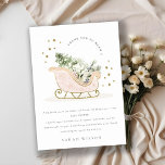 Cute  Rosa Guld Winter Sleigh Baby Shower Tack Kort<br><div class="desc">Sleigh Winter Theme Collection. - Det är en söt pastellfärgning Illustration av rosa guld sleigh fylld med julklapp gräs träd, gåvor och vinterbär med klassy guld star ram och snöfall i bakgrunden. Perfekt för dina små vinterfödelsedagsfester. Det är mycket enkelt att anpassa, med dina personuppgifter. Om du behöver någon annan...</div>