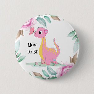 Cute Rosa Gult Dinosaur Butterfly Baby Shower Knapp